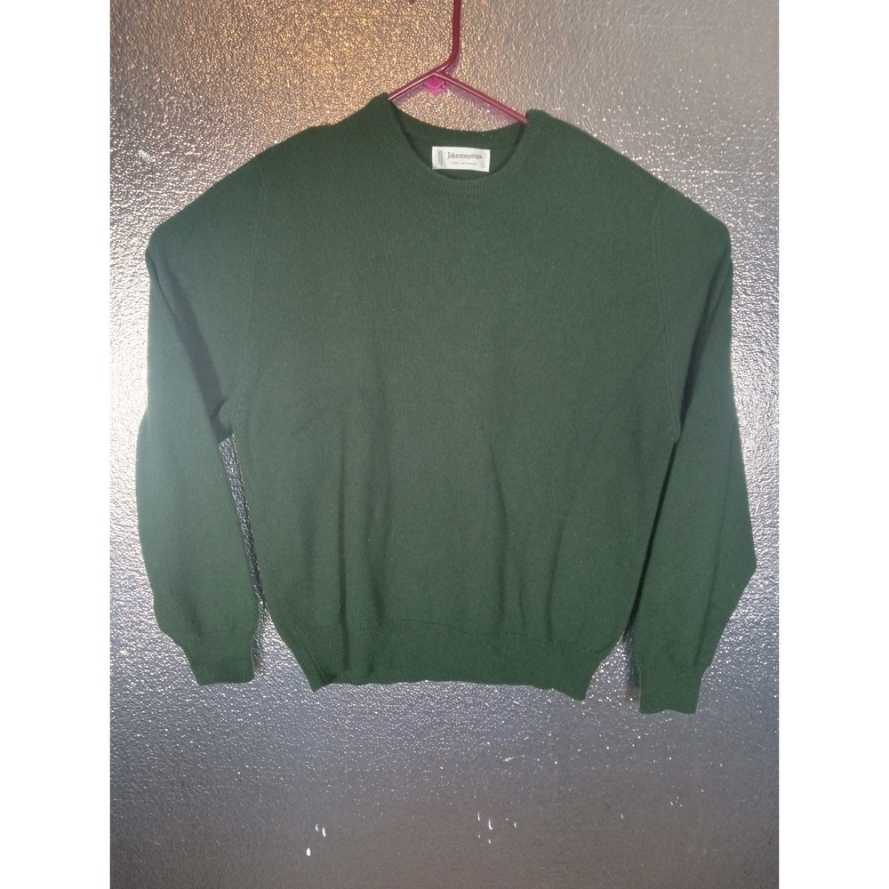 Johnstons Of Elgin Mens 100% Cashmere Raglan Sleeve Crewneck Sweater Green 2XL